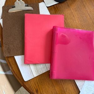 Vibrant Pink and Red Folder & Brown Clip Board Set